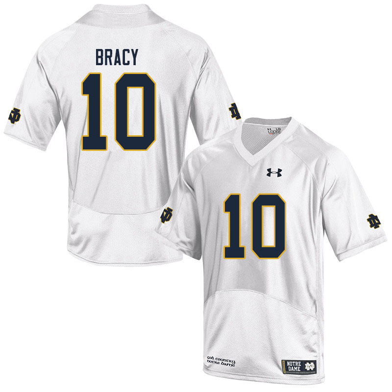 Men's NCAA Notre Dame Fighting Irish #10 TaRiq Bracy Stitched College Under Armour Authentic White Football Jersey LH10B68FU